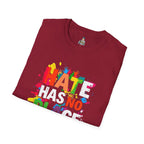 Unisex Softstyle T-Shirt - Hate Has No Place Colorful Graphic Tee