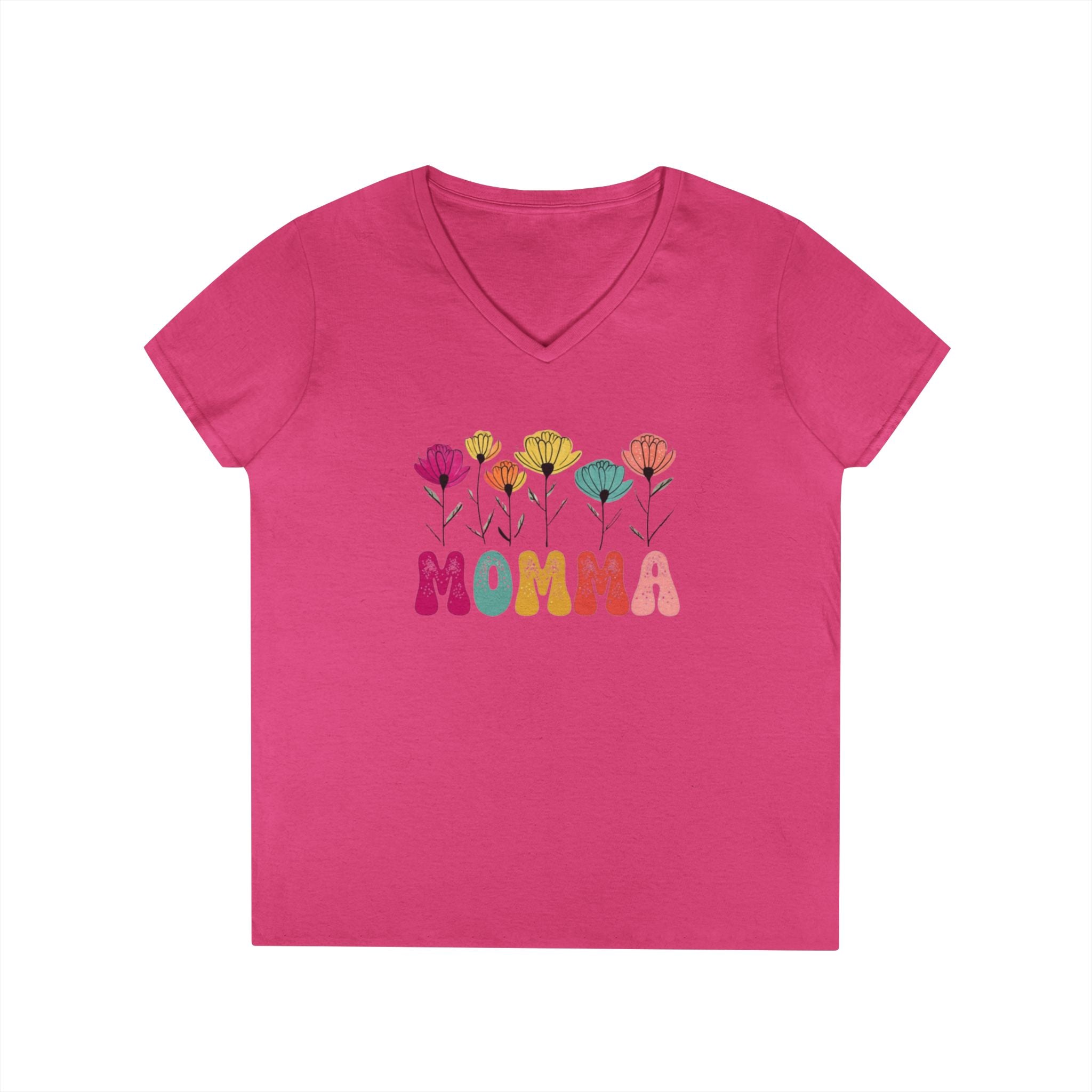 Floral Momma V-Neck T-Shirt - Stylish Gift for Moms