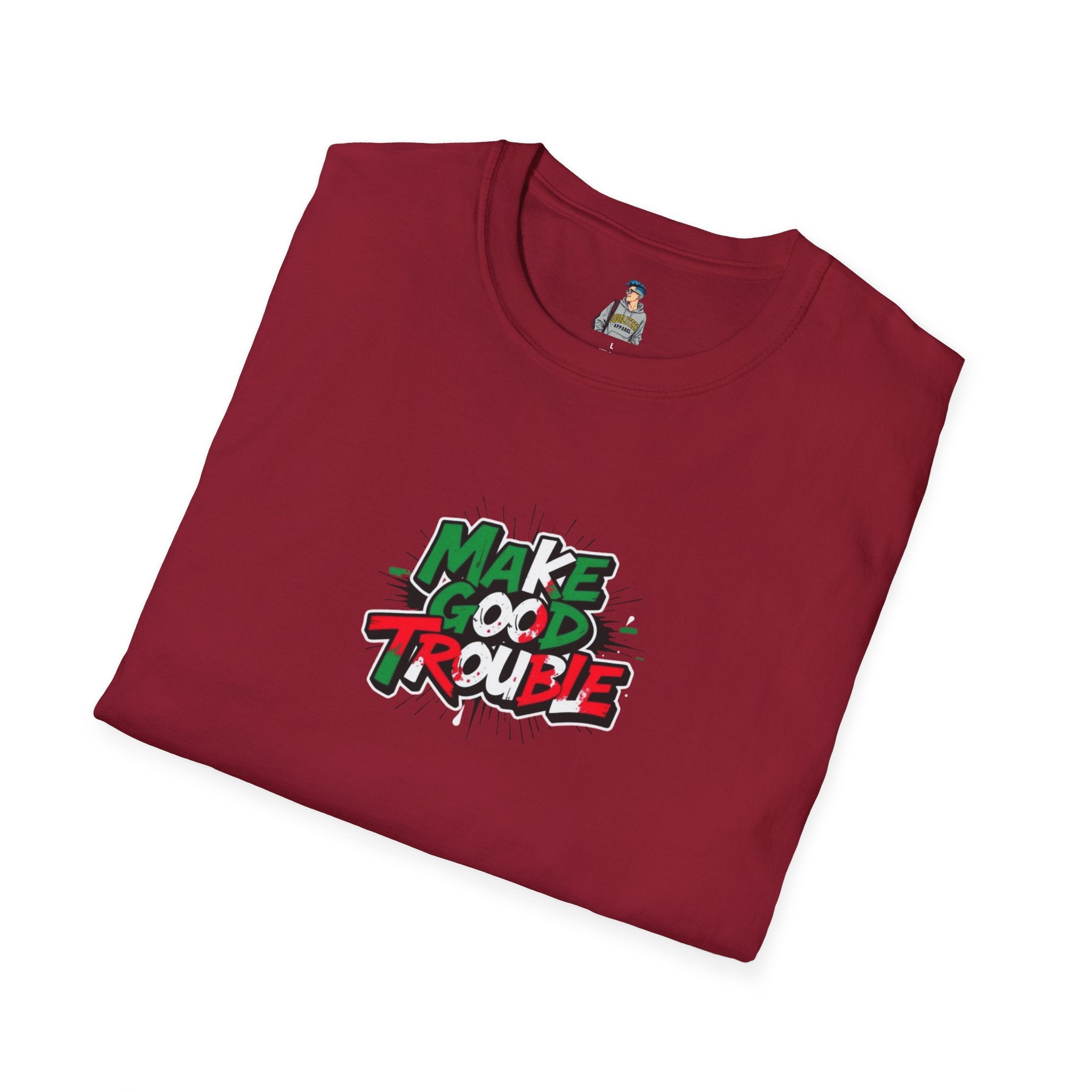 Make Good Trouble Unisex Softstyle T-Shirt | Fun Graphic Tee for Activists & Trendsetters