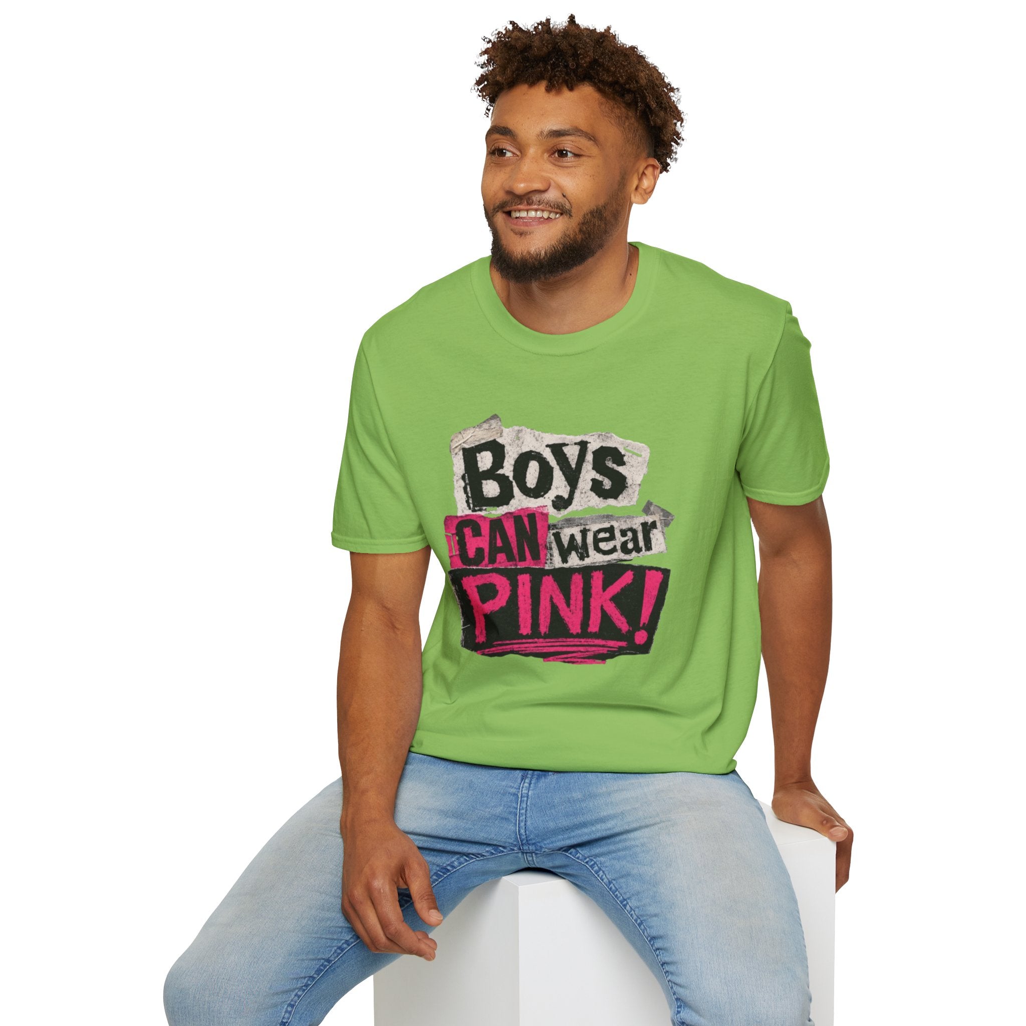 Boys Can Wear Pink T-Shirt — Bold Retro Feminist Graphic Tee