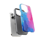 Android OR iPhone Compatible Cases - Pink and Blue Color Splash Design