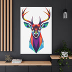 Vibrant Stag Canvas Wall Art - Colorful Geometric Deer Decor