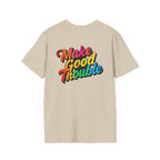 Inspirational Unisex Softstyle T-Shirt - 'Make Good Trouble' Rainbow Statement Tee
