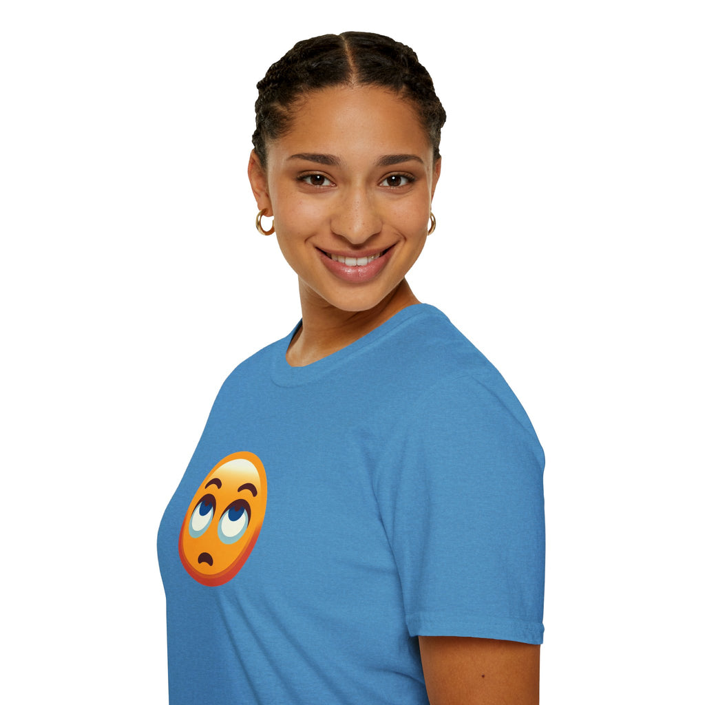 Unisex Softstyle T-Shirt with Eye Roll Emoji | Casual Graphic Tee for Everyday Humor
