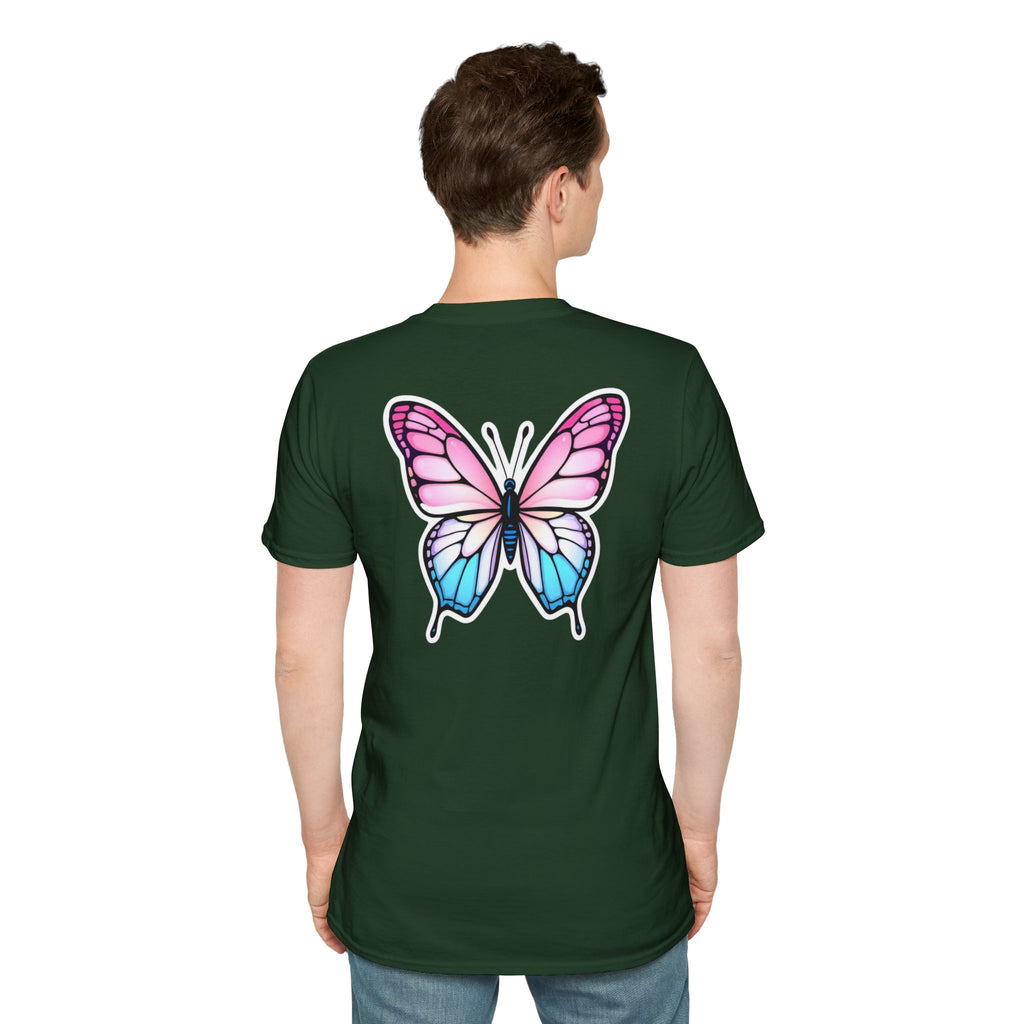 Trans Caterpillar to Butterfly Transformation T-Shirt, Unisex Graphic T-Shirt