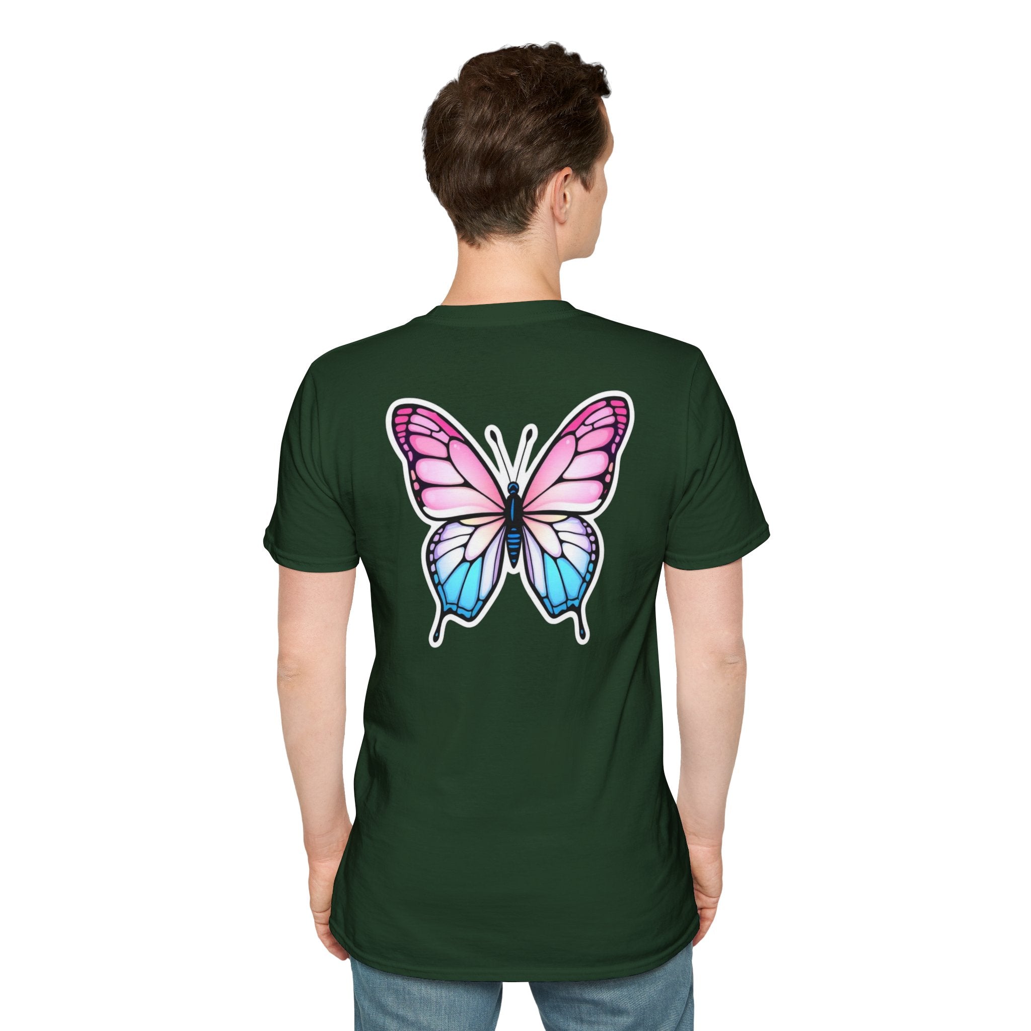 Trans Caterpillar to Butterfly Transformation T-Shirt, Unisex Graphic T-Shirt