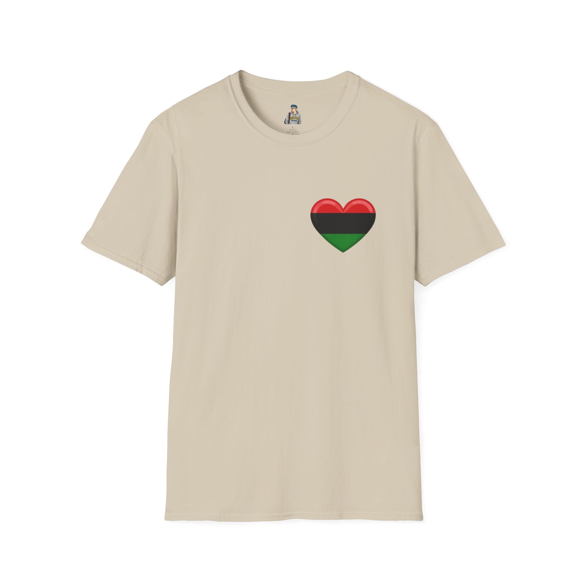 Unity and Heritage Unisex Softstyle T-Shirt with Pan-African Heart