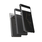 Android OR iPhone Compatible Cases - Gold Line Face Design - Unique Tough Cases