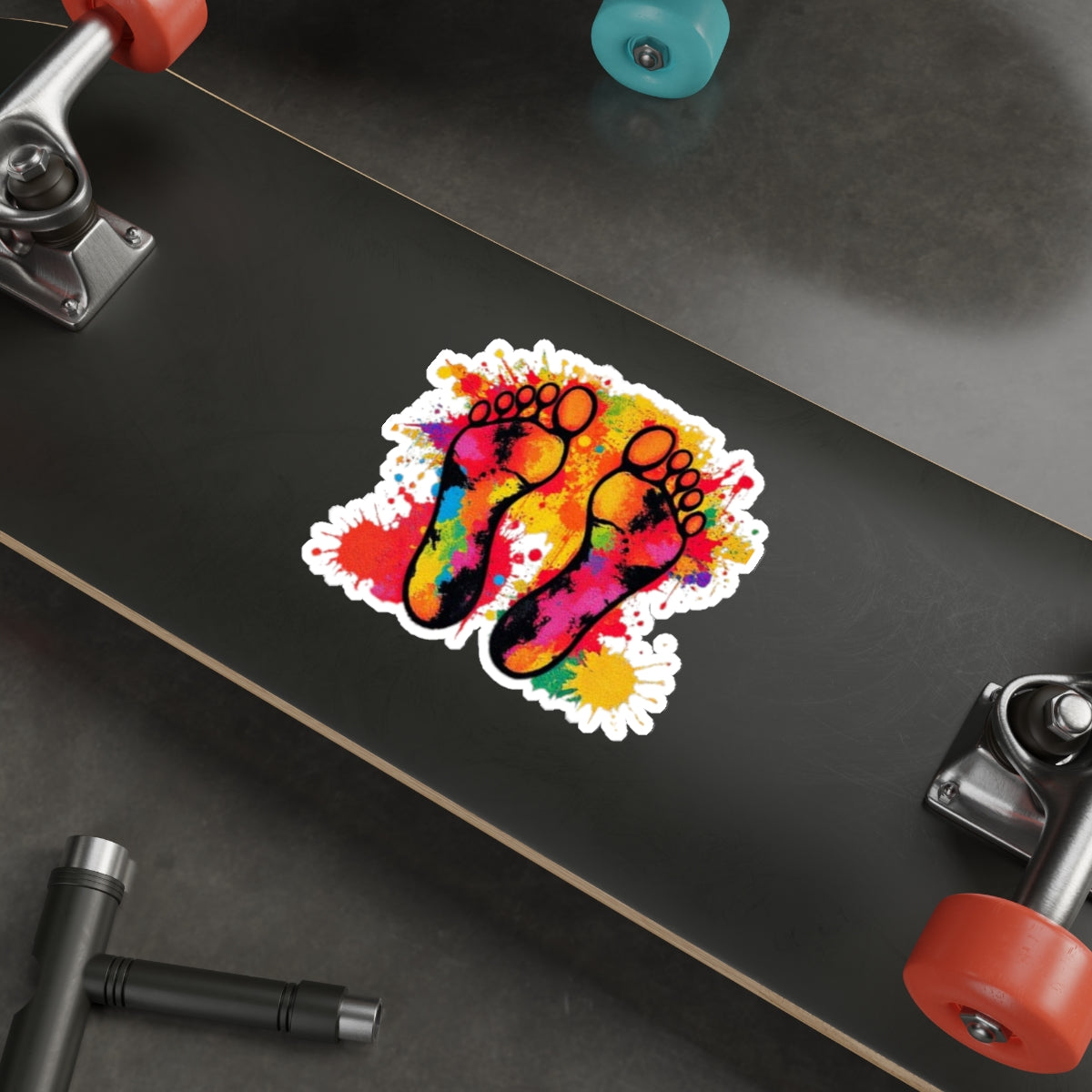 Die-Cut Stickers - Rainbow Feet Splattered Paint