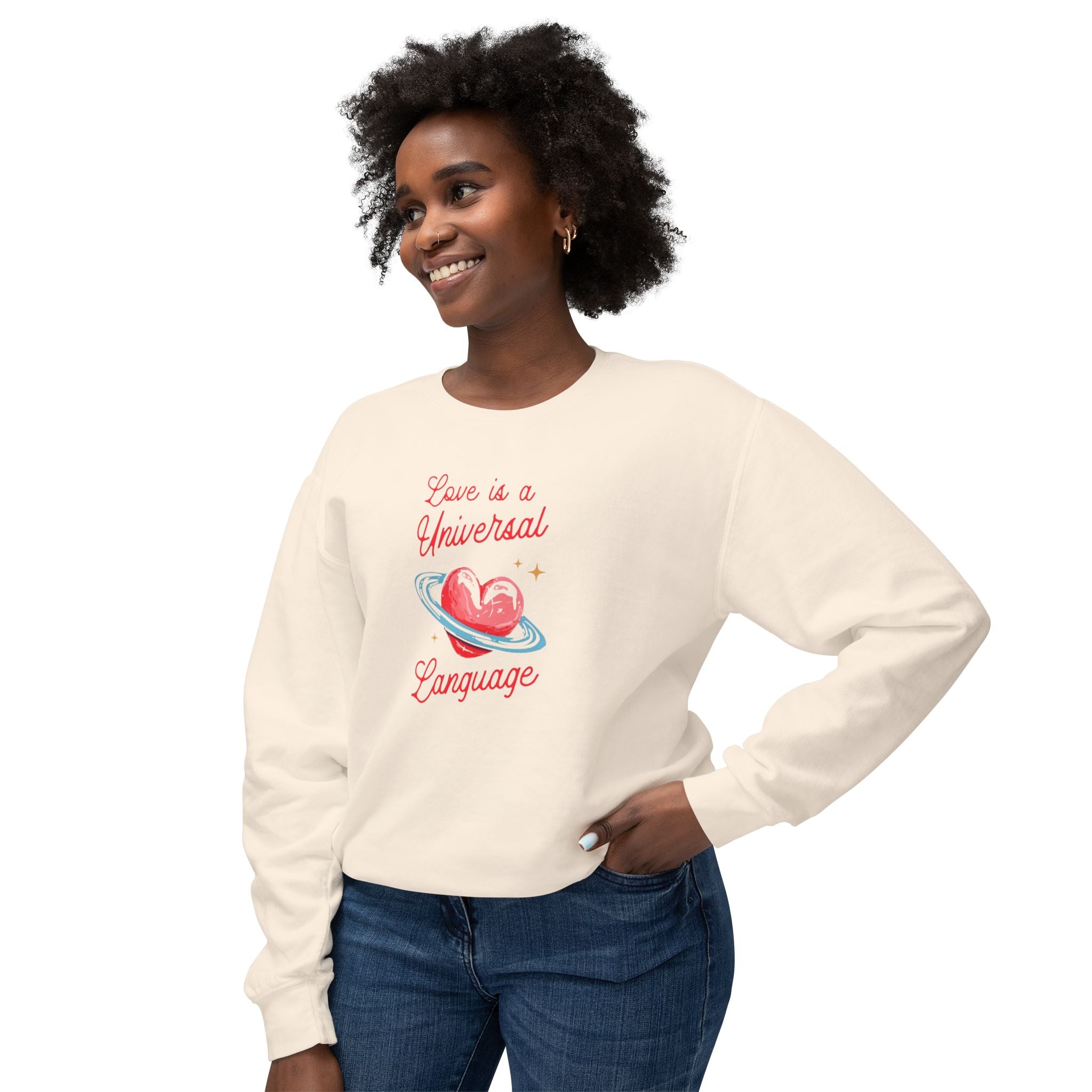 Love is a Universal Language Unisex Lightweight Crewneck Sweatshirt