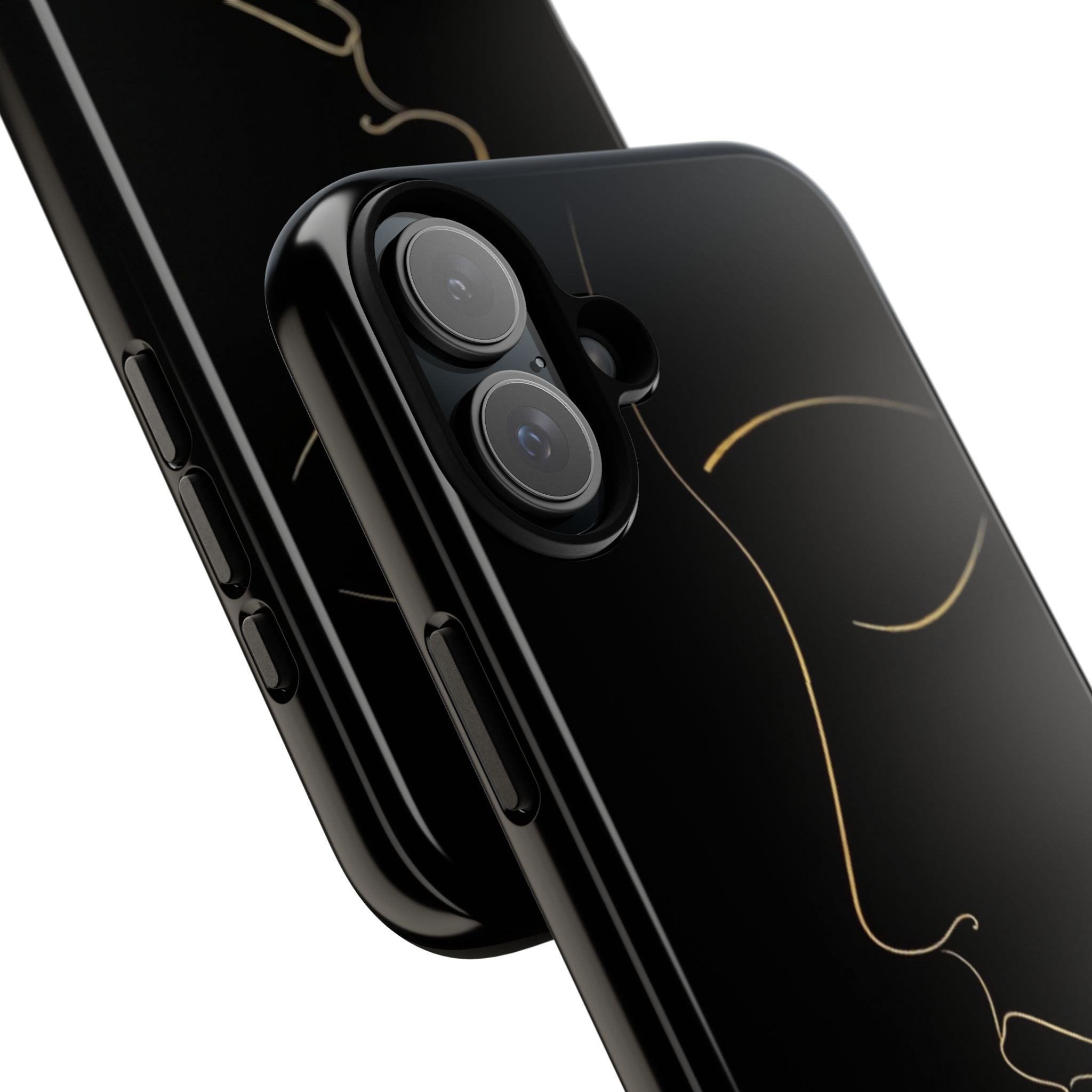 Android OR iPhone Compatible Cases - Gold Line Face Design - Unique Tough Cases