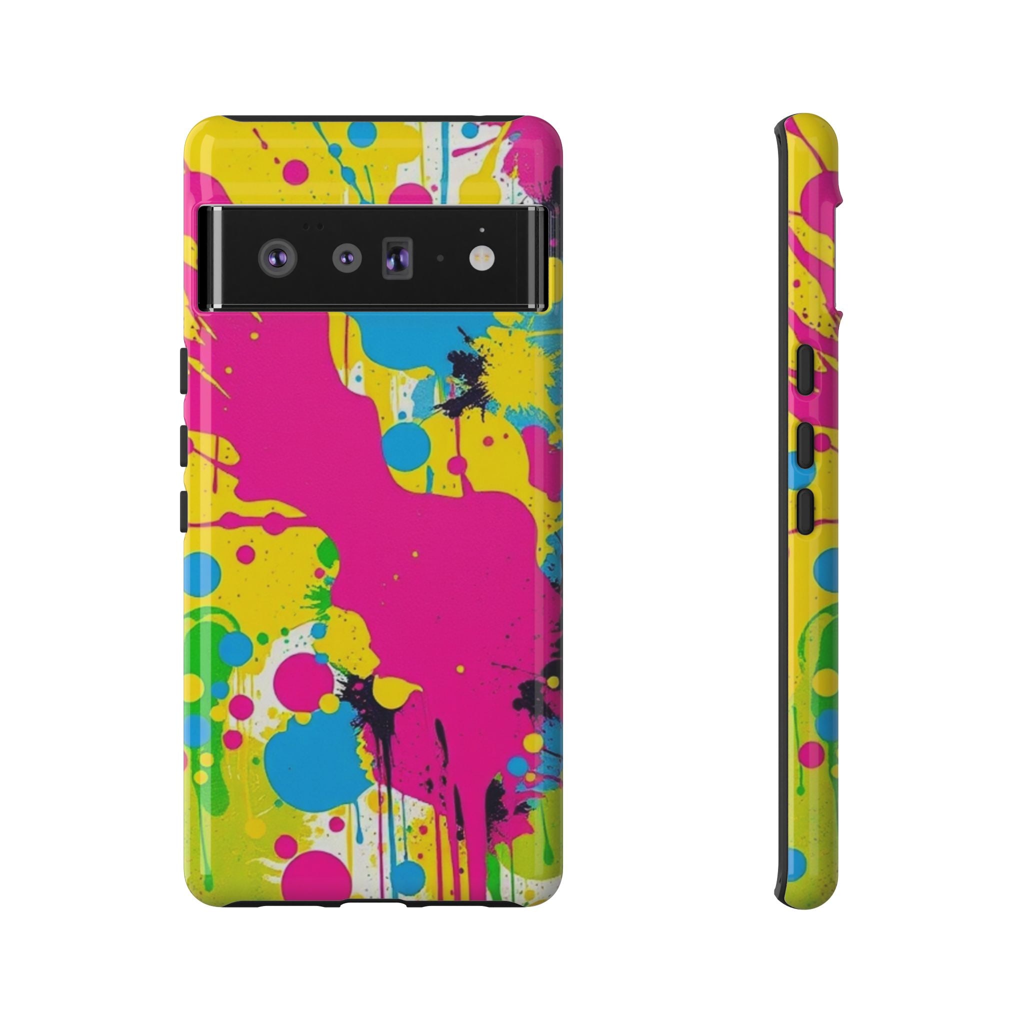 Android OR iPhone Compatible Cases - Crazy Retro Color Splash Design - Unique Tough Cases