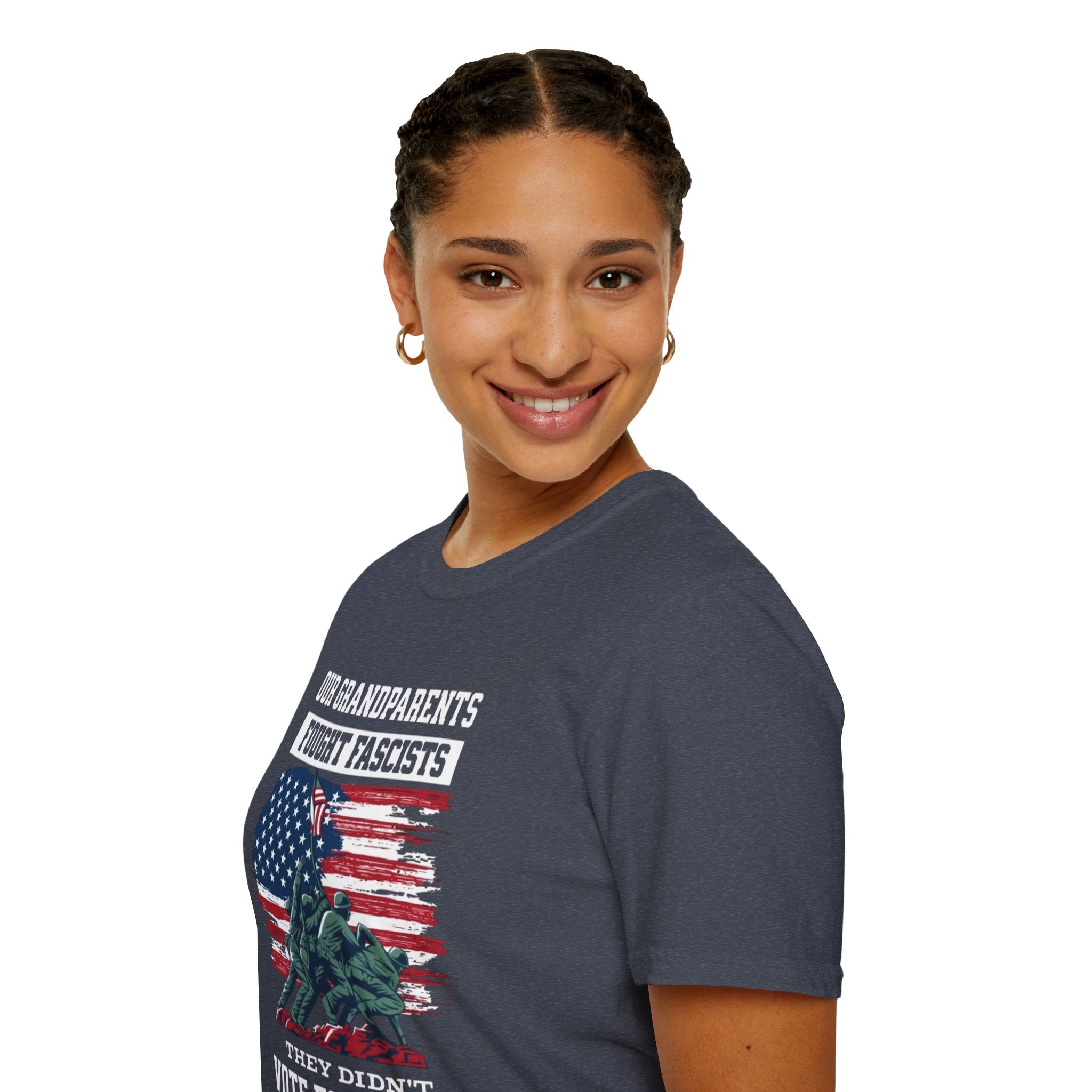 Unisex Softstyle T-Shirt: 'Our Grandparents Fought Fascists' Patriotic Tee