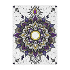 Purple, Black, Yellow and White Mandala Microfiber Blanket
