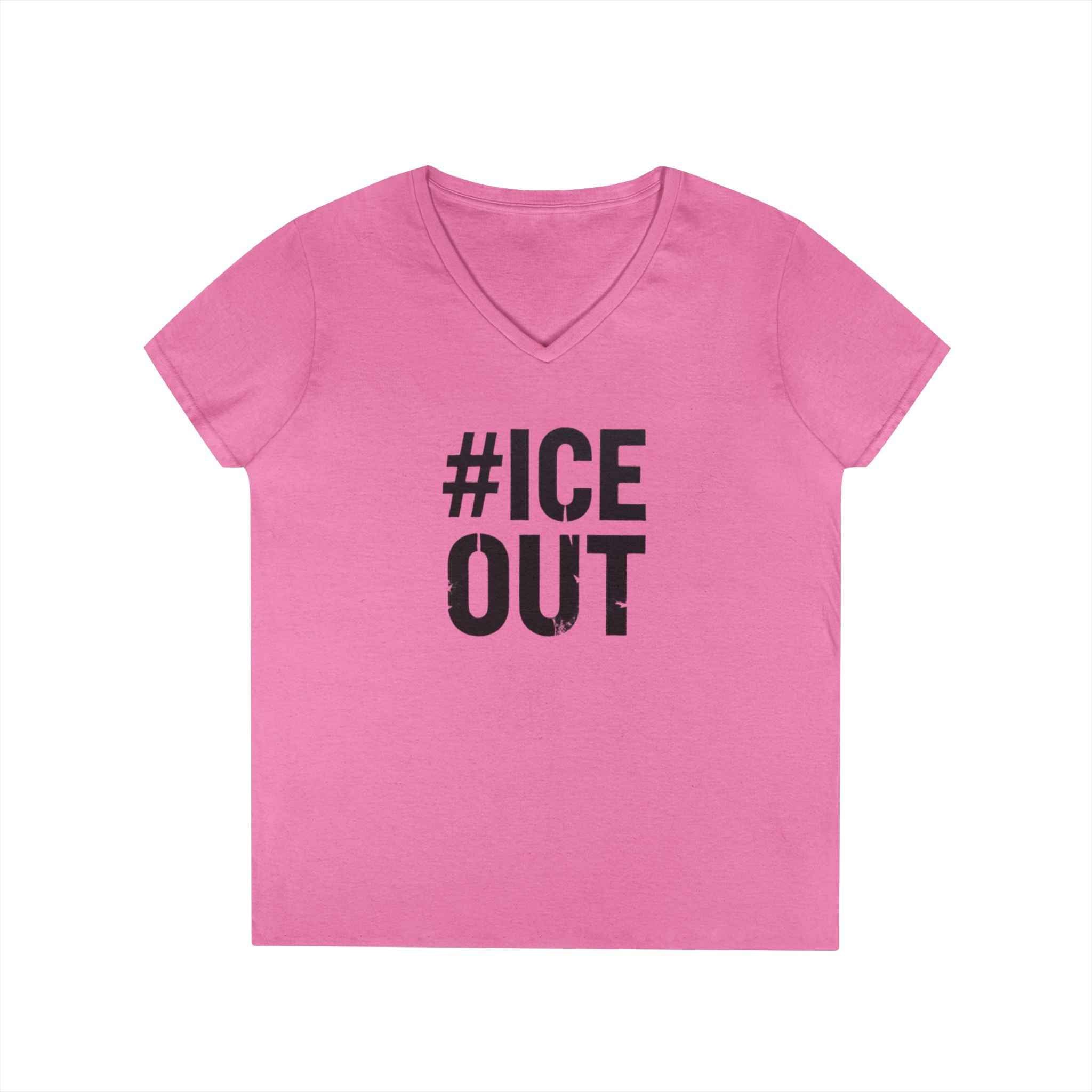 #ICE OUT Ladies' V-Neck T-Shirt — Trendy Hashtag Graphic Tee