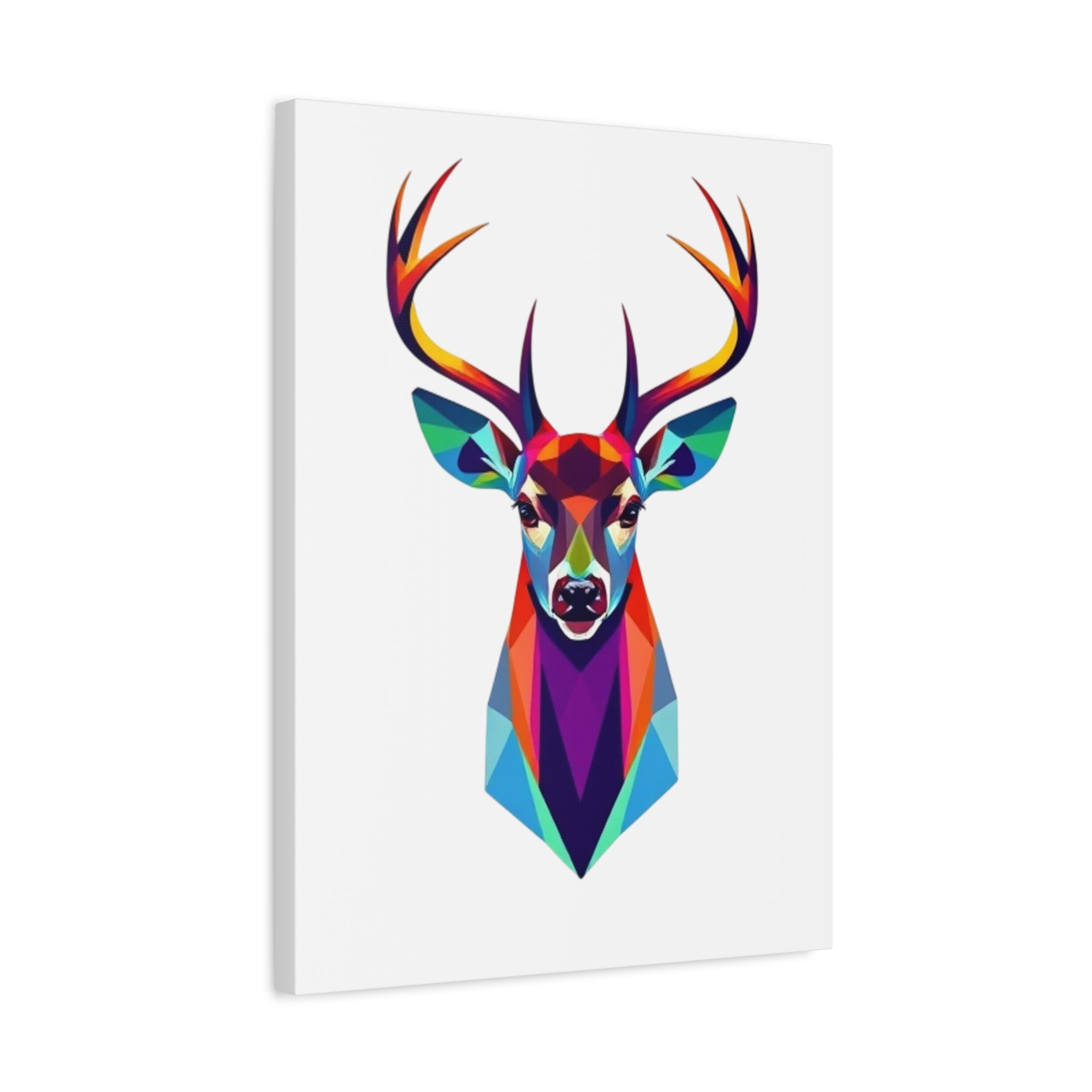 Vibrant Stag Canvas Wall Art - Colorful Geometric Deer Decor