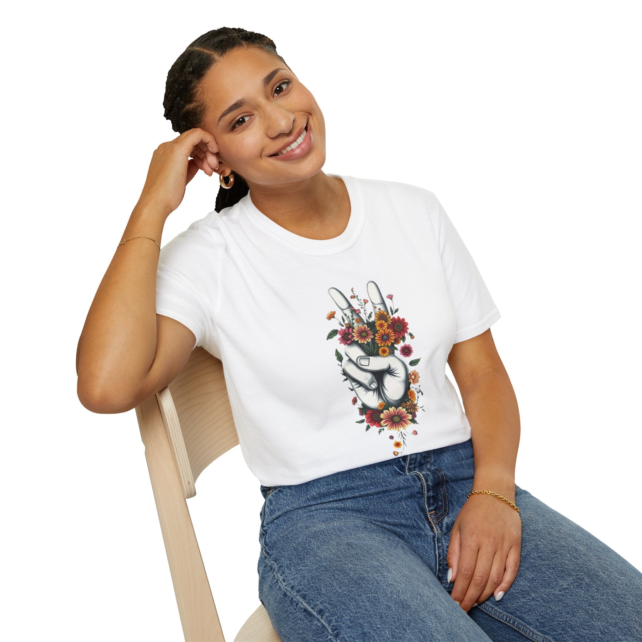 Grow Peace Unisex Softstyle T-Shirt - Boho Inspiration, Perfect for Festivals and Everyday Wear