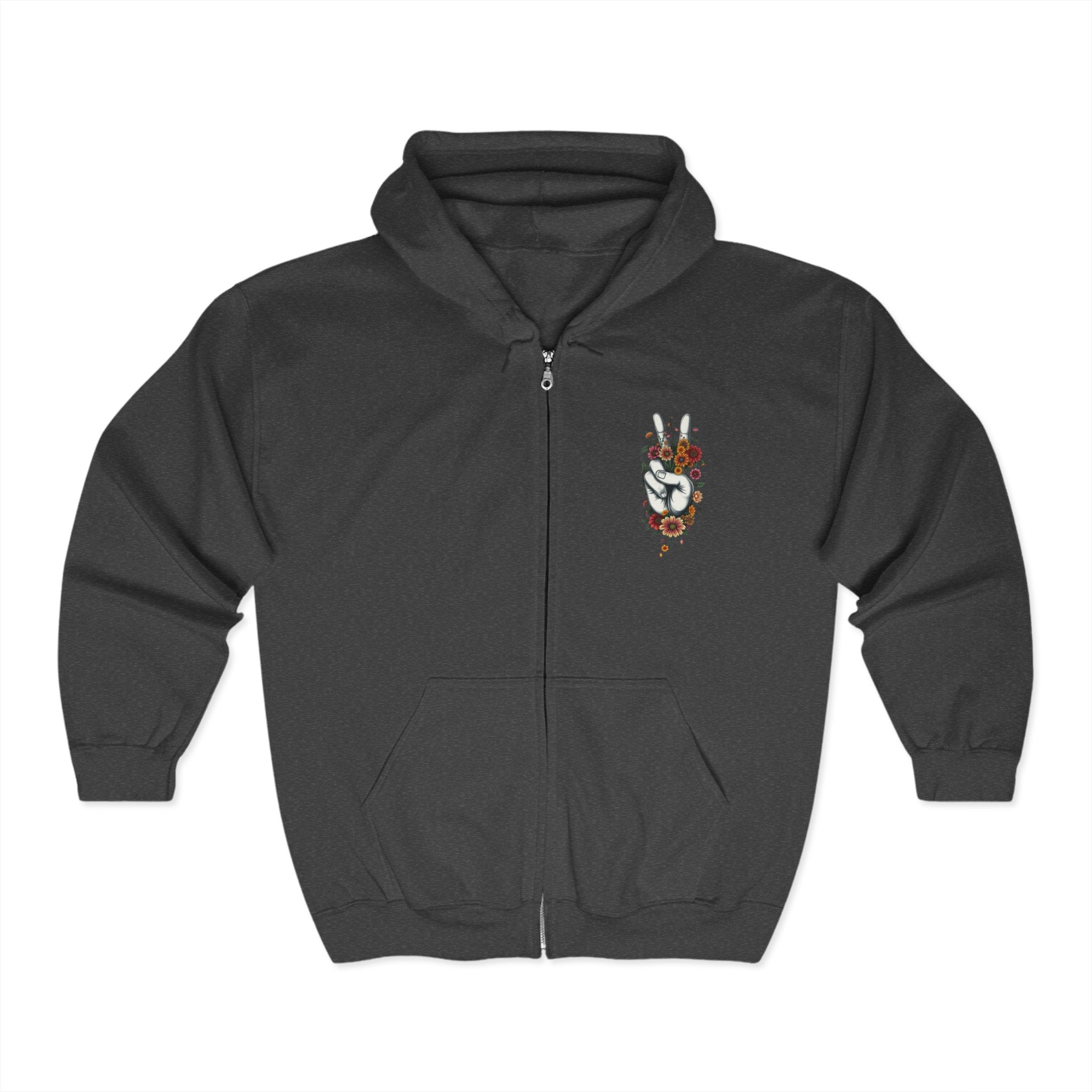 Grow Peace Zip-Up Hoodie - Cozy Outdoor Style