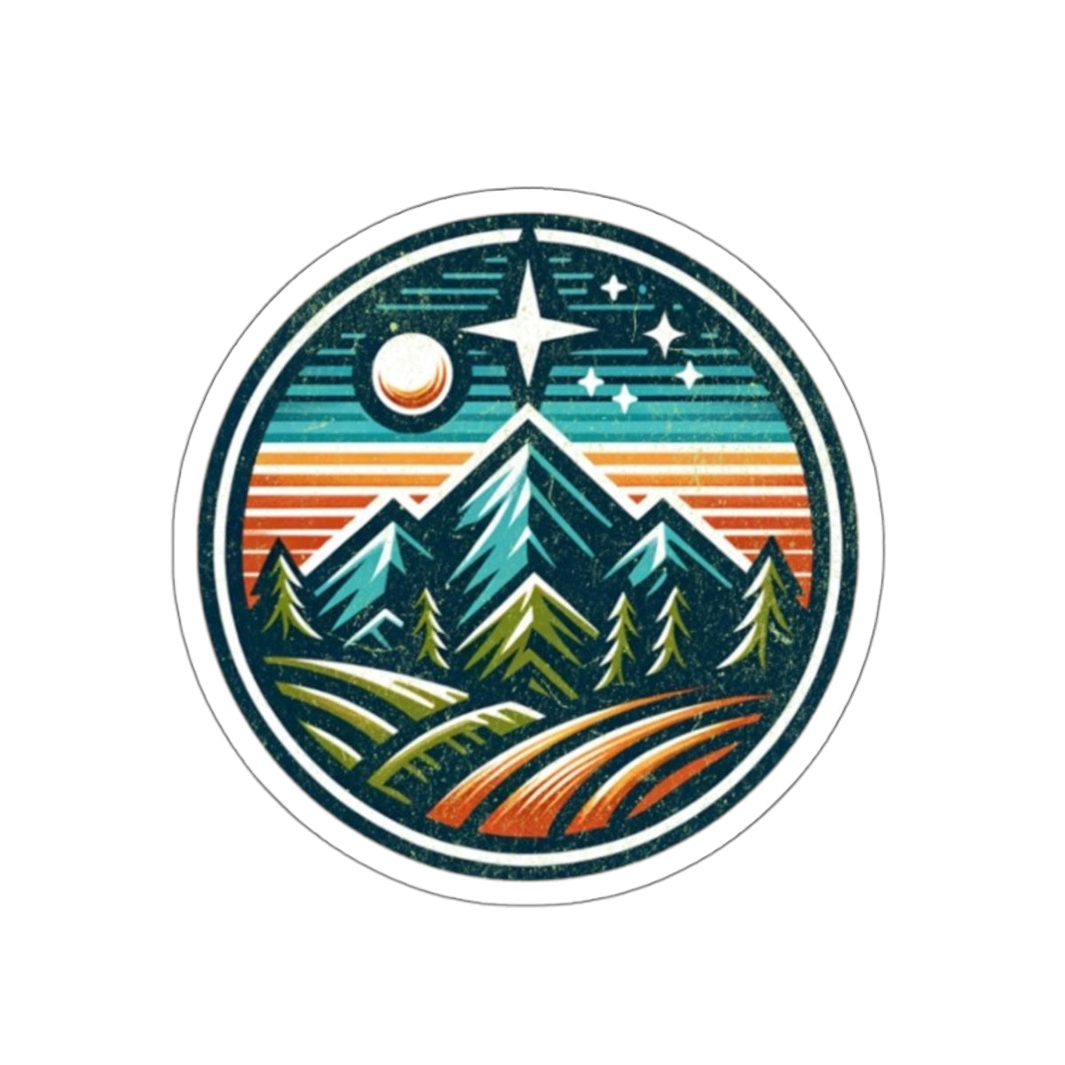 Die-Cut Stickers - Mountain Night Scene