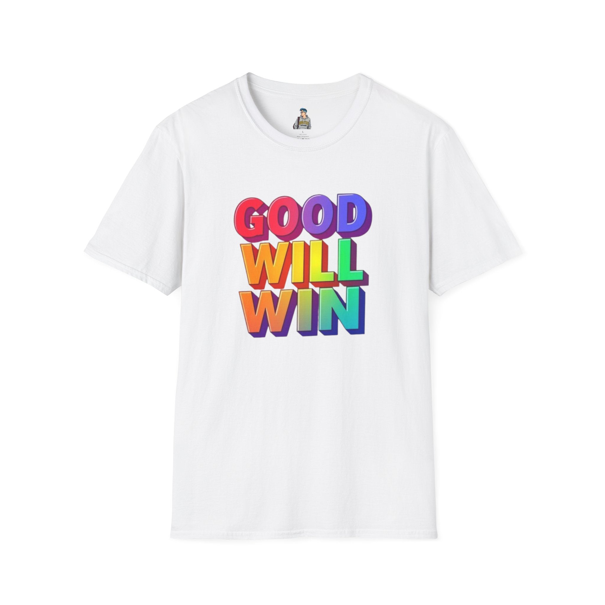 Unisex Softstyle T-Shirt - ' Rainbow Good Will Win' Positive Message Tee