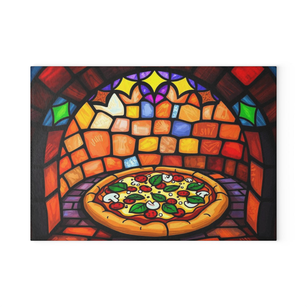 Stained Glass Pizza Cutting Board Colorful Kitchen Art for Food Lovers