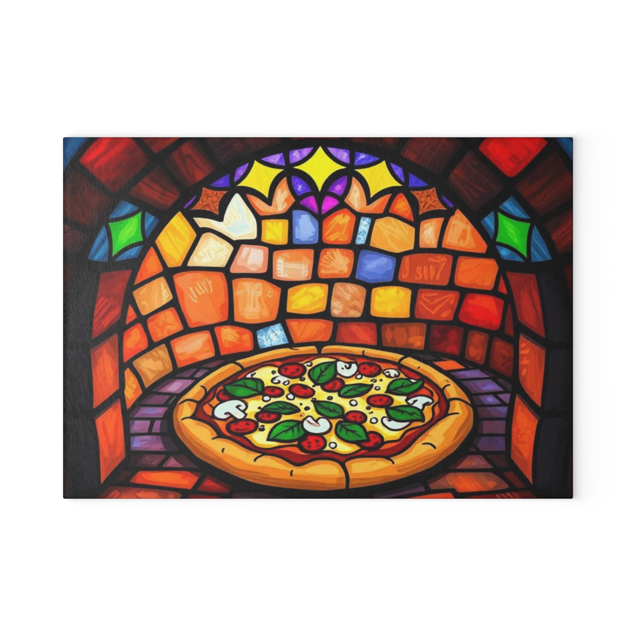 Stained Glass Pizza Cutting Board Colorful Kitchen Art for Food Lovers