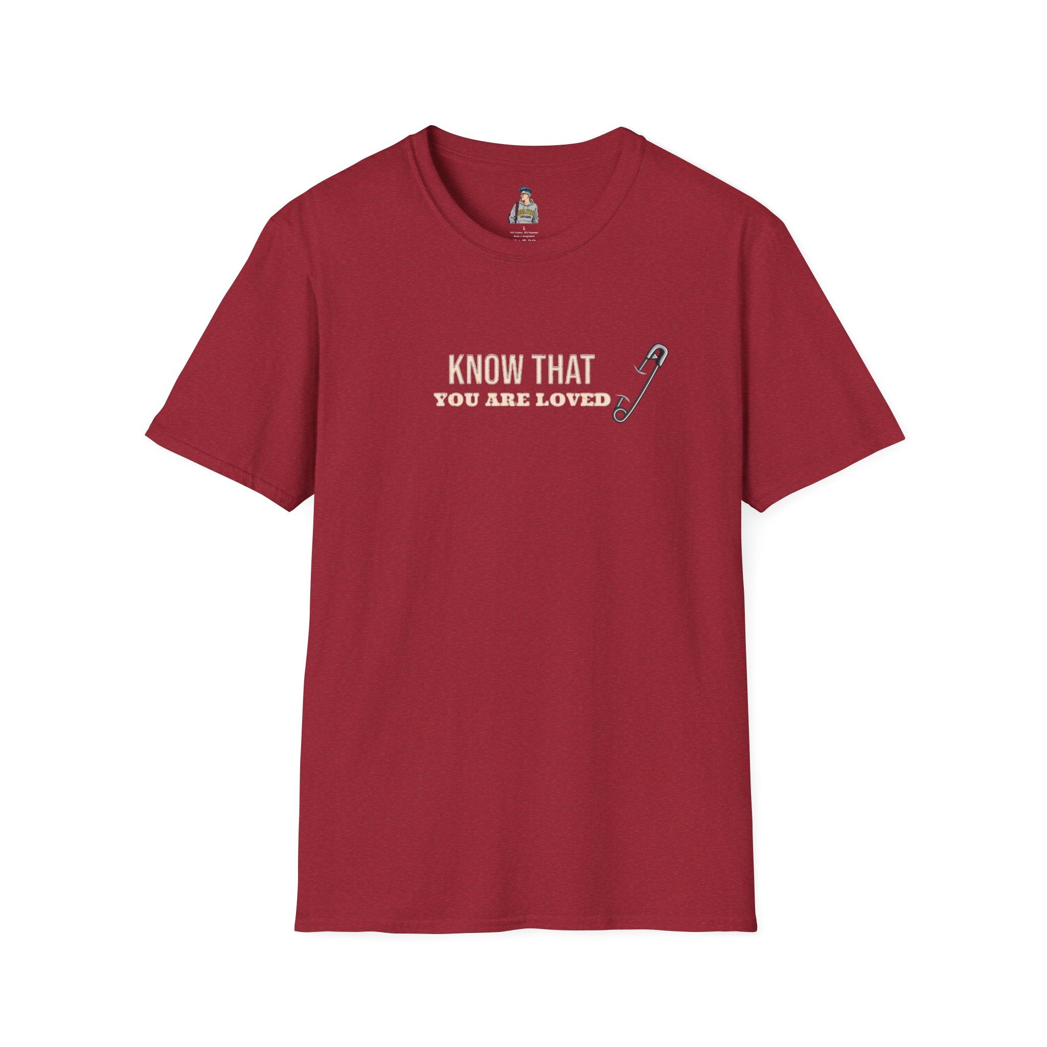 Safety Pin Know That You Are Loved Inspirational Tee Unisex Softstyle T-Shirt