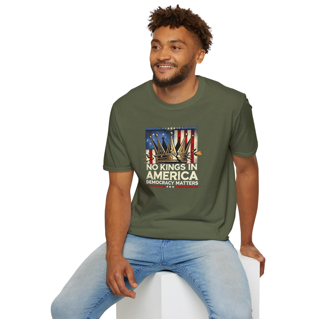 No Kings in America-Democracy Matters  Unisex Softstyle T-Shirt