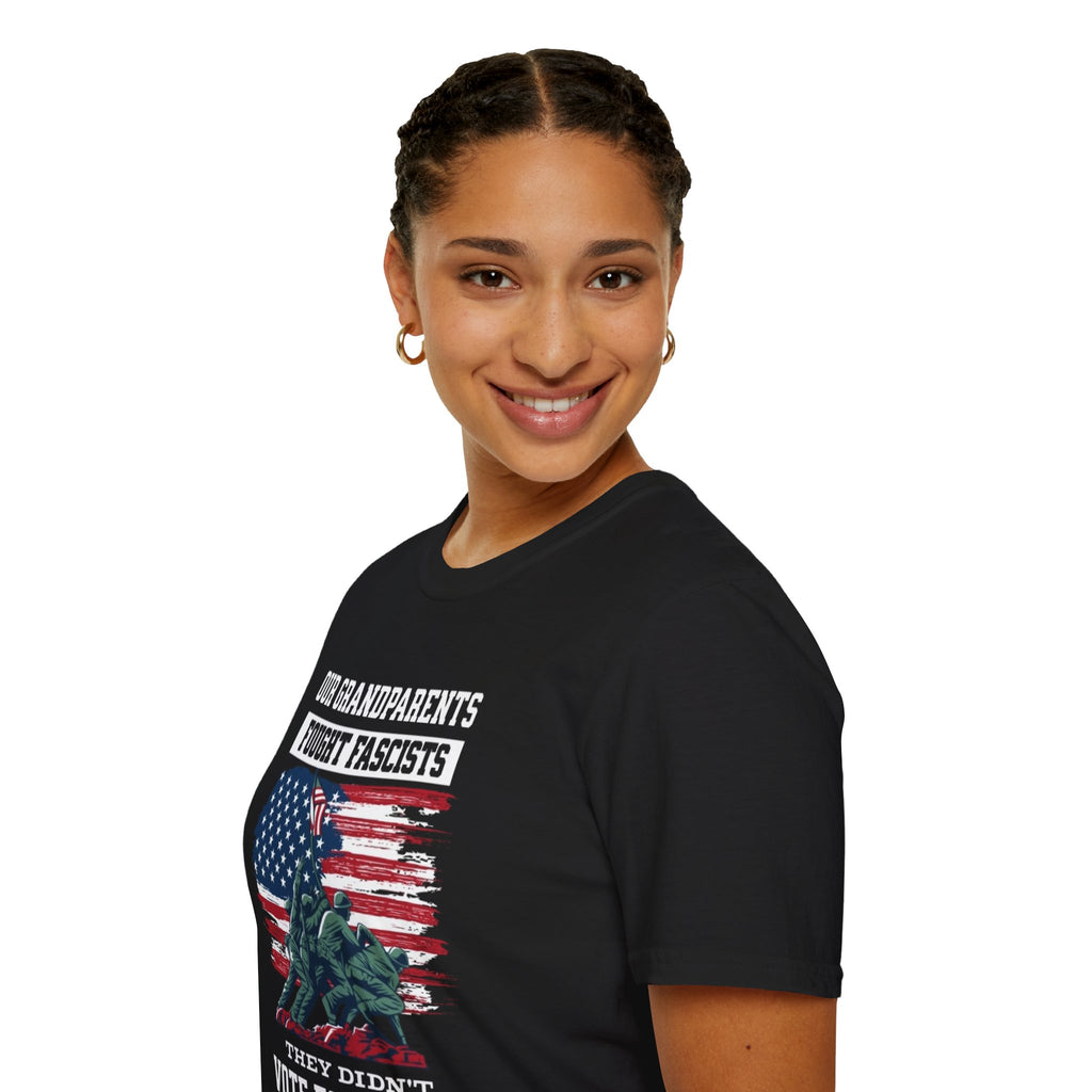 Unisex Softstyle T-Shirt: 'Our Grandparents Fought Fascists' Patriotic Tee