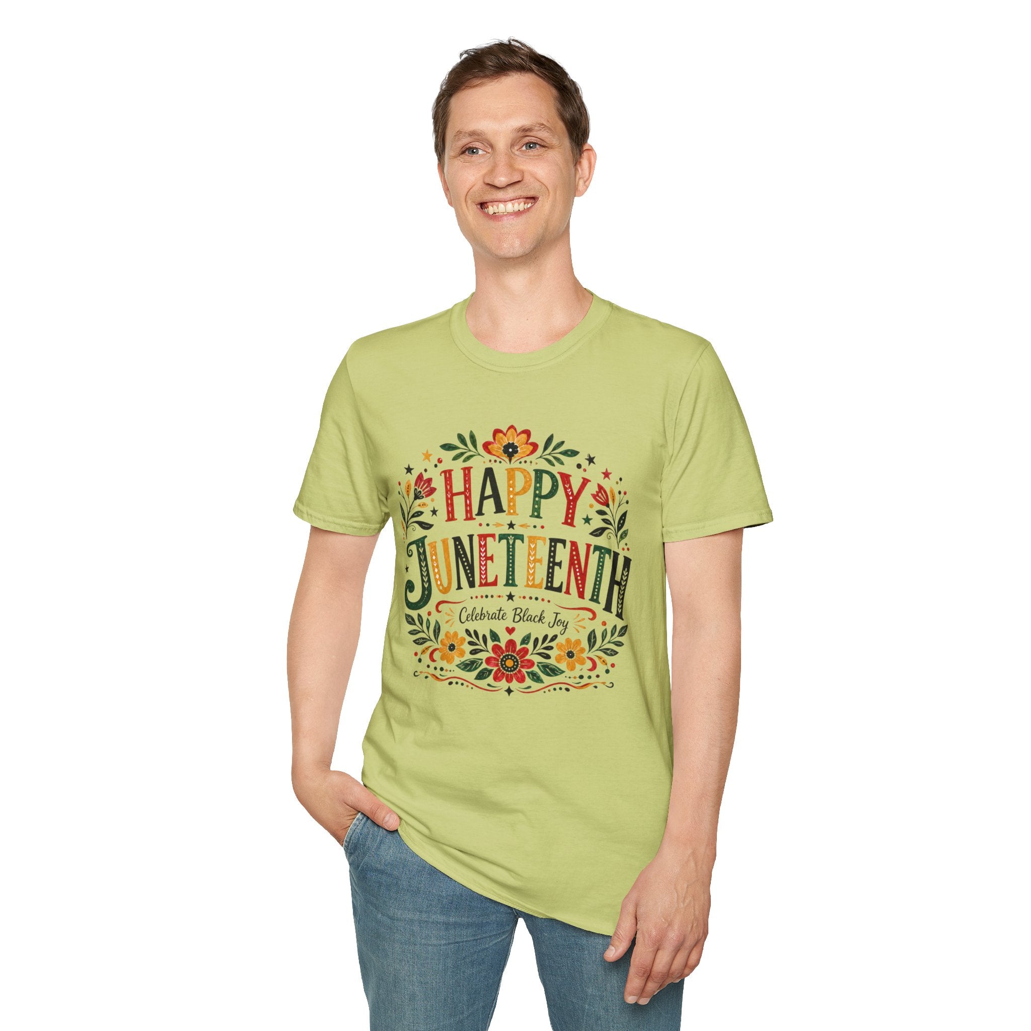 Juneteenth T-Shirt — "Happy Juneteenth" Floral Celebration Tee