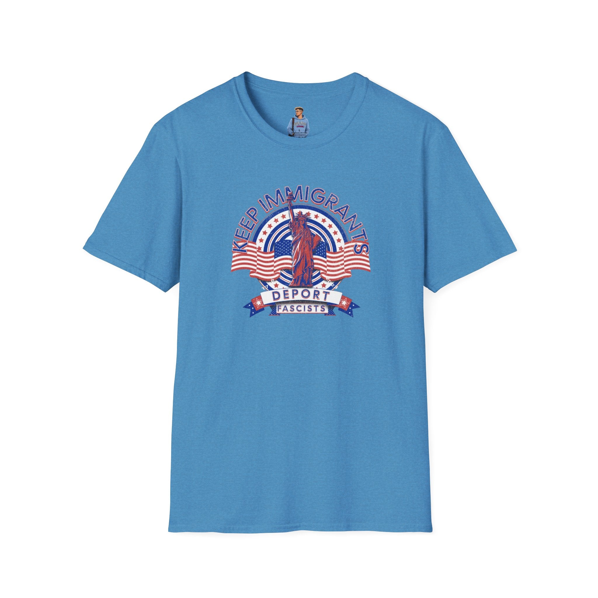 American Patriot - Keep Immigrants Deport Fascists Unisex T-Shirt - Celebrate Freedom & Diversity