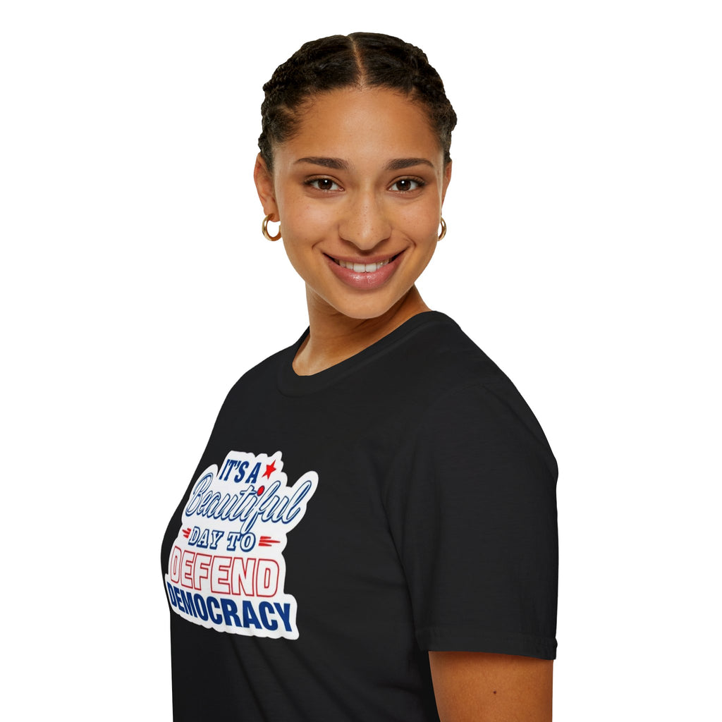 Defend Democracy Unisex Softstyle T-Shirt - Perfect for Activism and Everyday Wear
