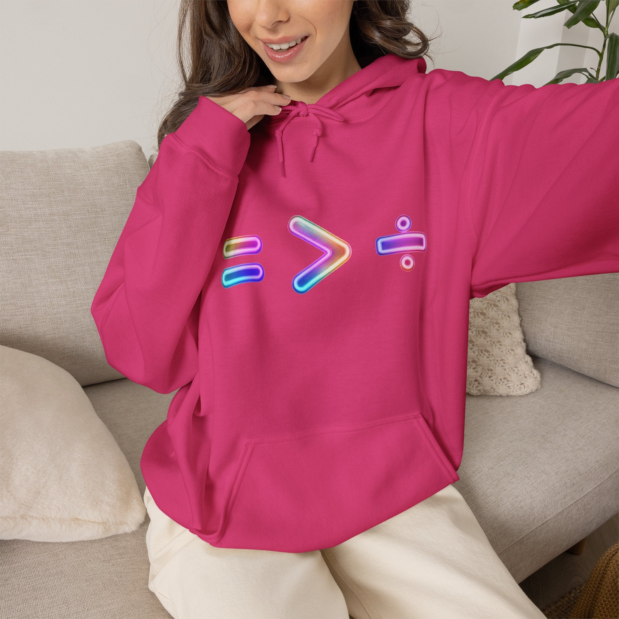 Equality is Greater than Division Neon Style Pullover Hoodie