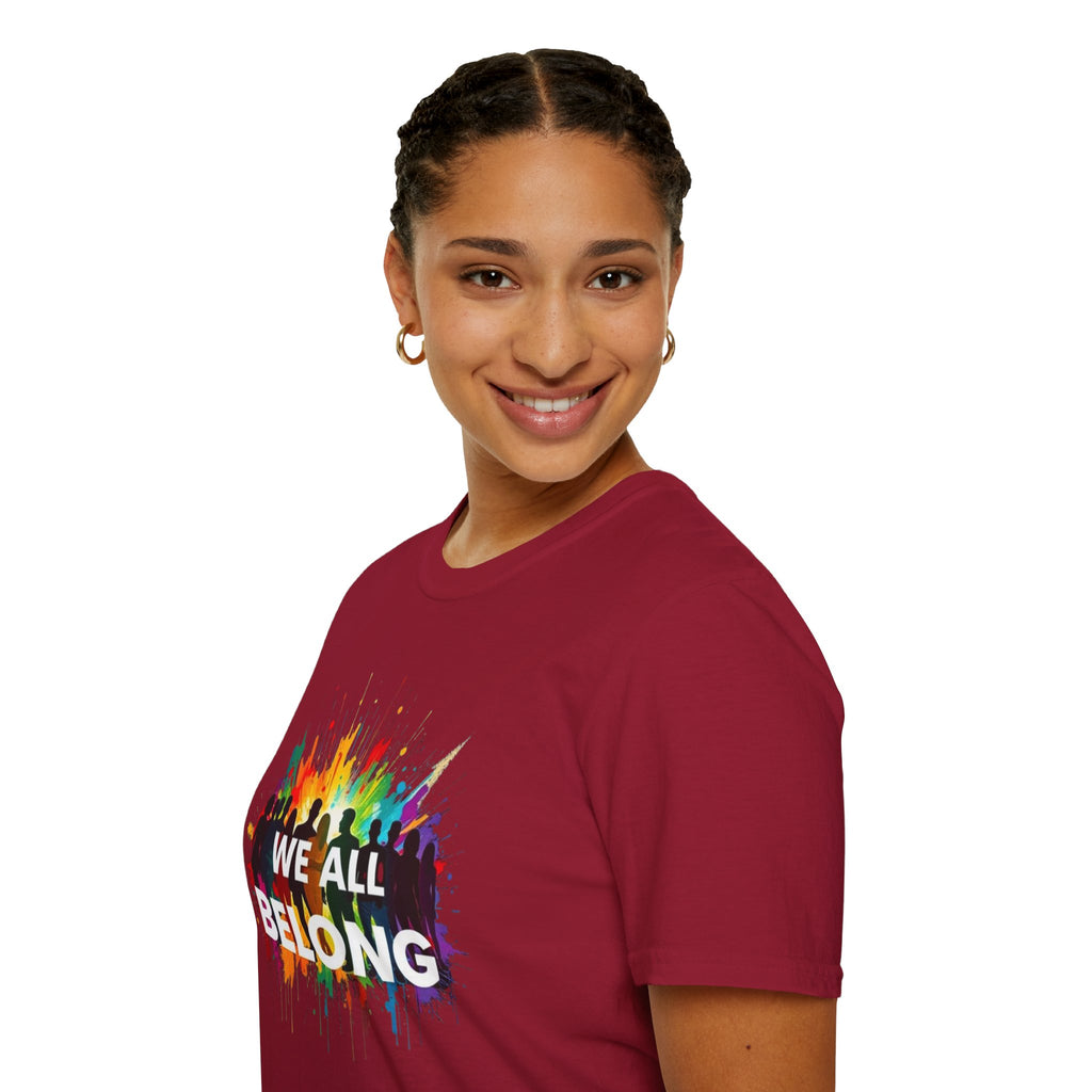 We All Belong Unisex Softstyle T-Shirt - Colorful Pride Tee