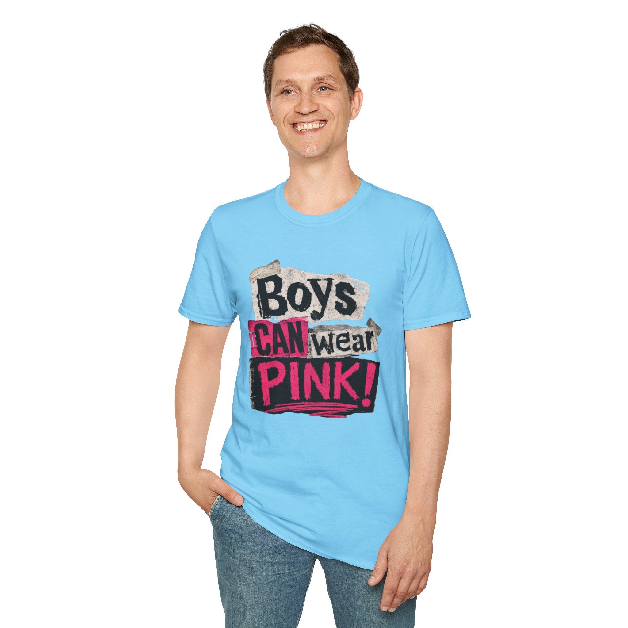 Boys Can Wear Pink T-Shirt — Bold Retro Feminist Graphic Tee