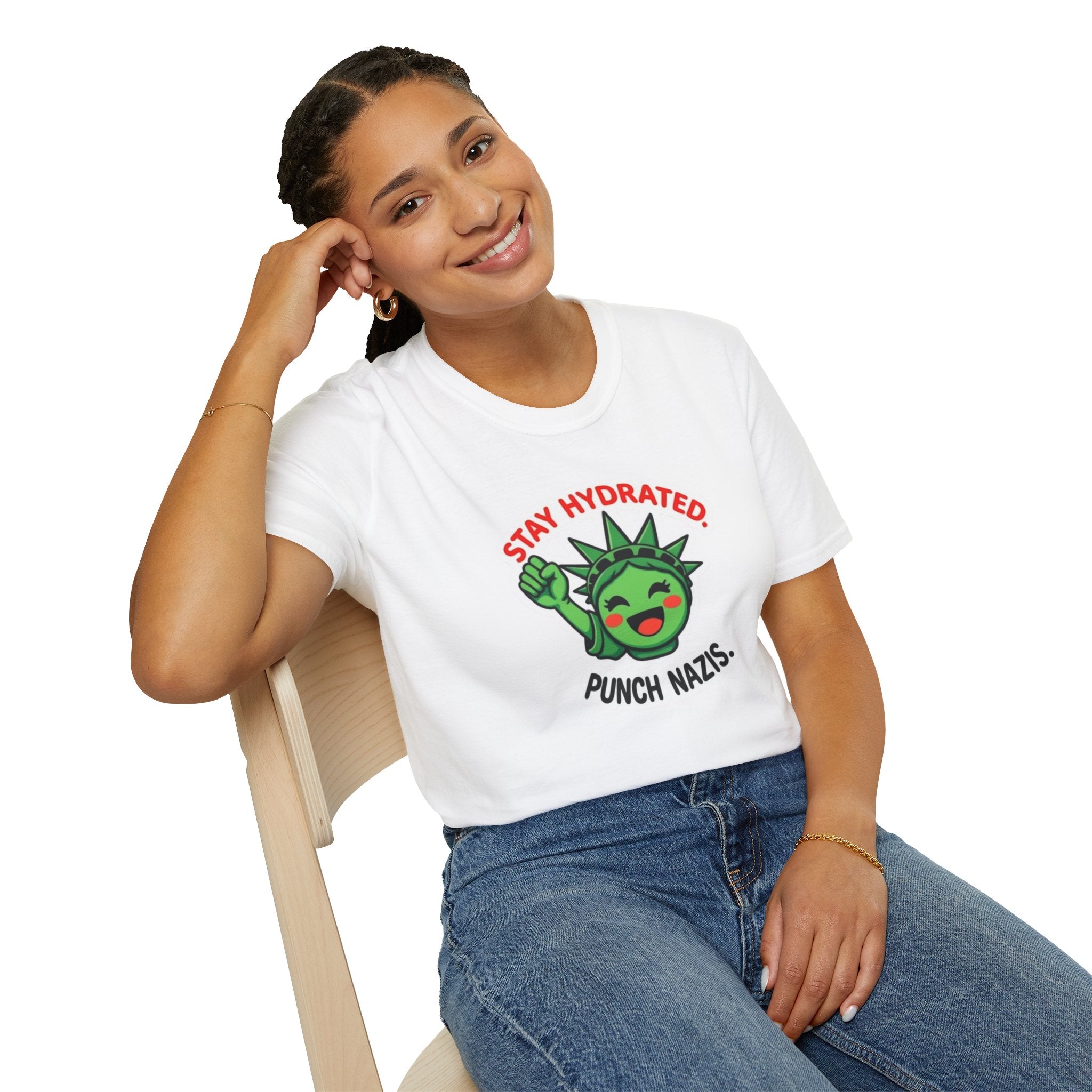 Stay Hydrated, Punch Nazis Funny Political Activism Tee