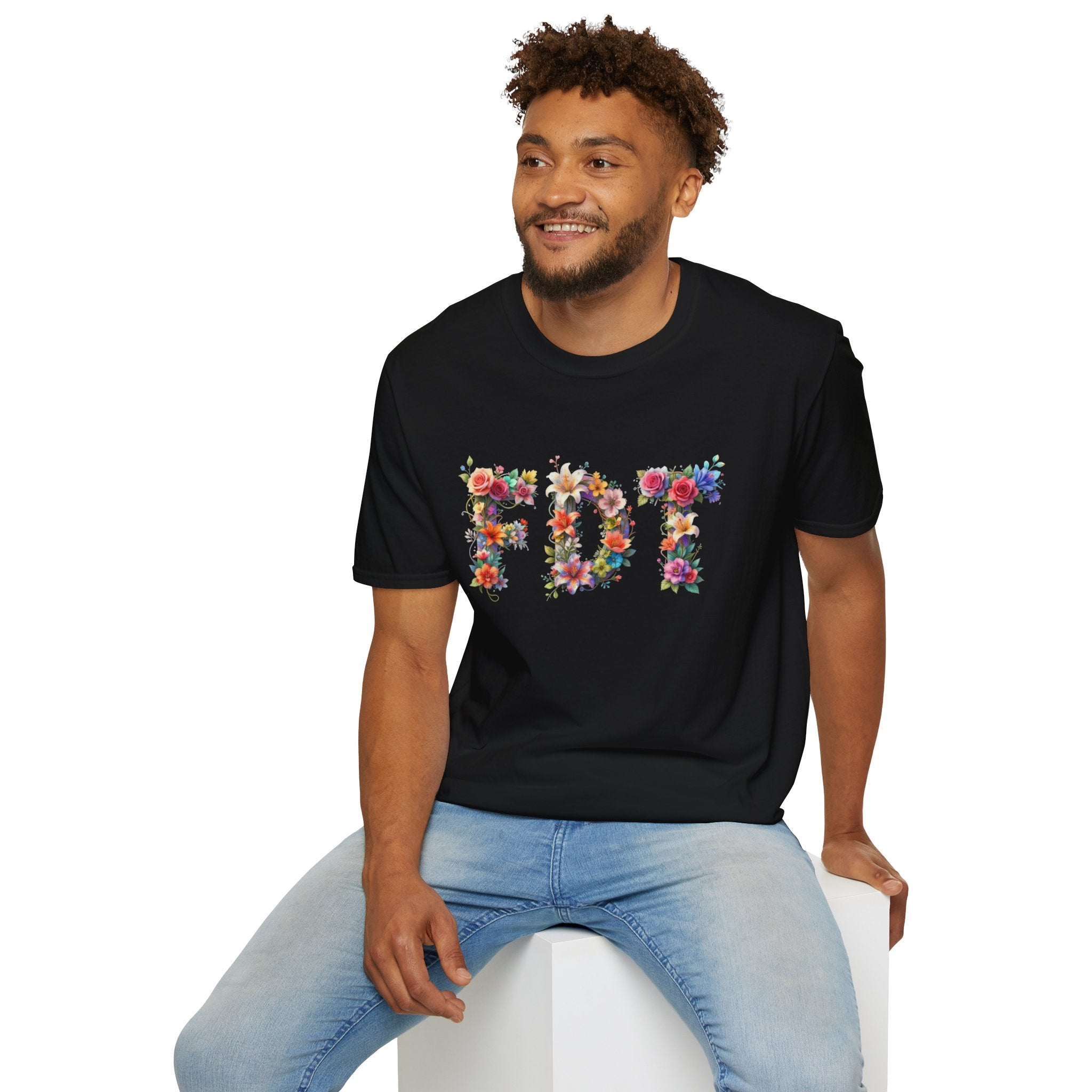 FDT Floral Letter Tee — Bold Floral Typography T-Shirt