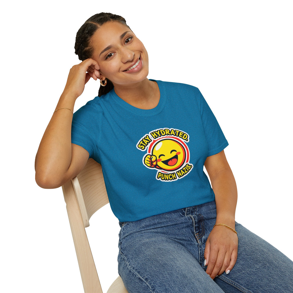 Stay Hydrated, Punch Nazis Funny Emoji T-Shirt