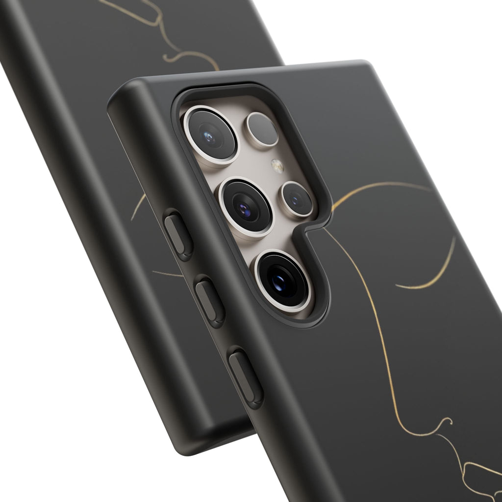 Android OR iPhone Compatible Cases - Gold Line Face Design - Unique Tough Cases