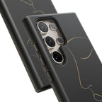 Android OR iPhone Compatible Cases - Gold Line Face Design - Unique Tough Cases