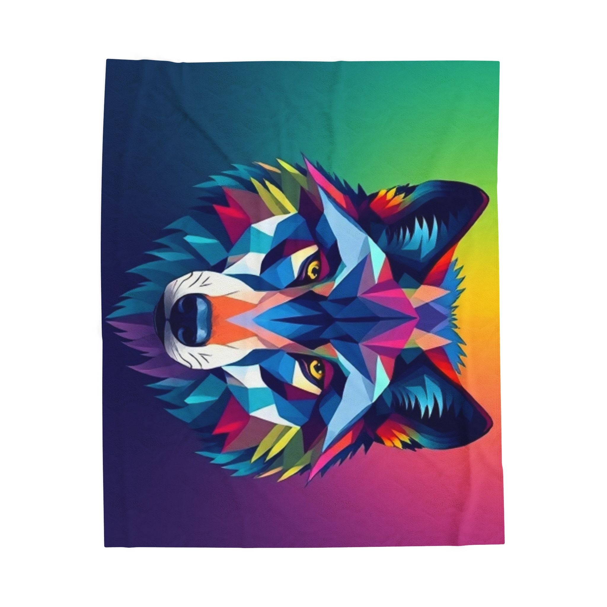 Fractal Wolf Velveteen Plush Blanket