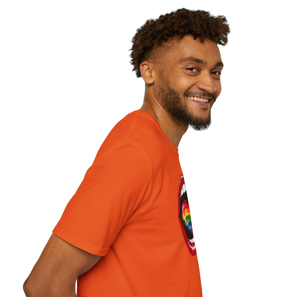 Pride Love Unisex Softstyle T-Shirt | LGBTQ+ Rainbow Heart Design