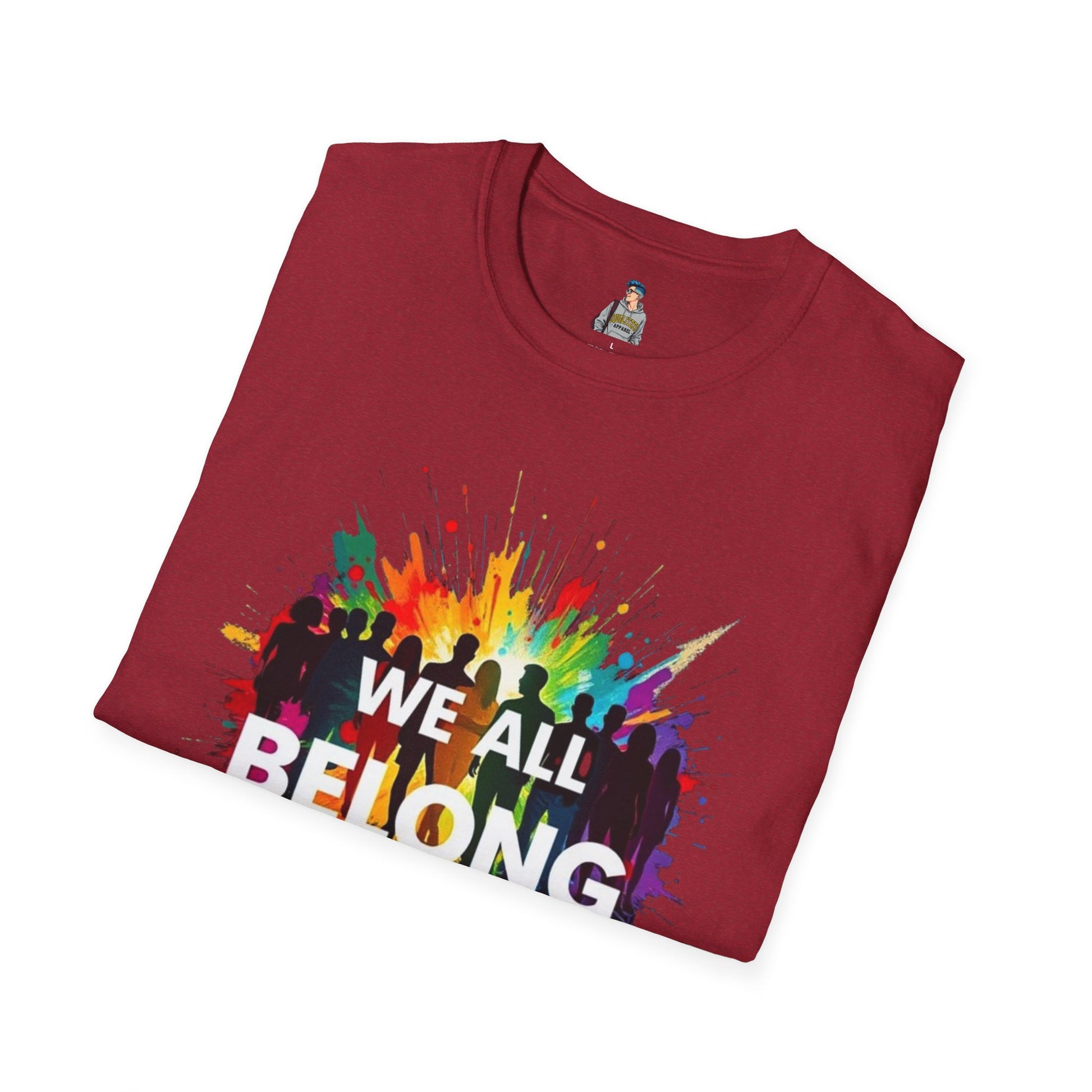 We All Belong Unisex Softstyle T-Shirt - Colorful Pride Tee
