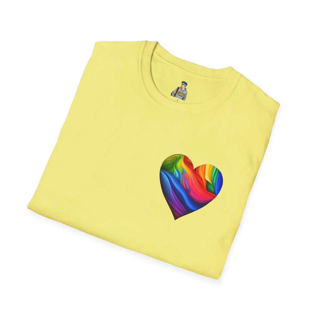 Unisex Softstyle T-Shirt - Pride Heart Design with 'Existence is Resistance'