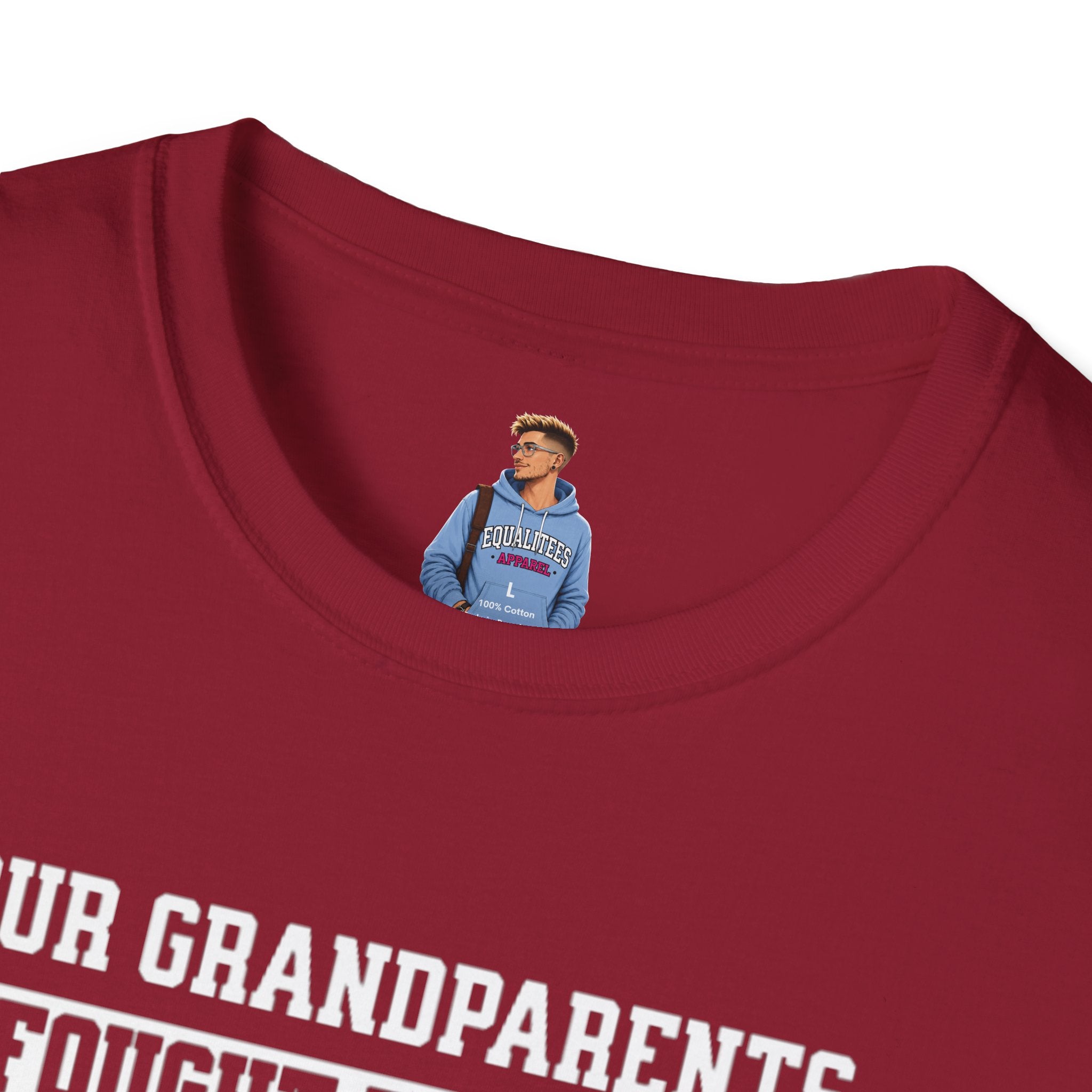 Unisex Softstyle T-Shirt: 'Our Grandparents Fought Fascists' Patriotic Tee