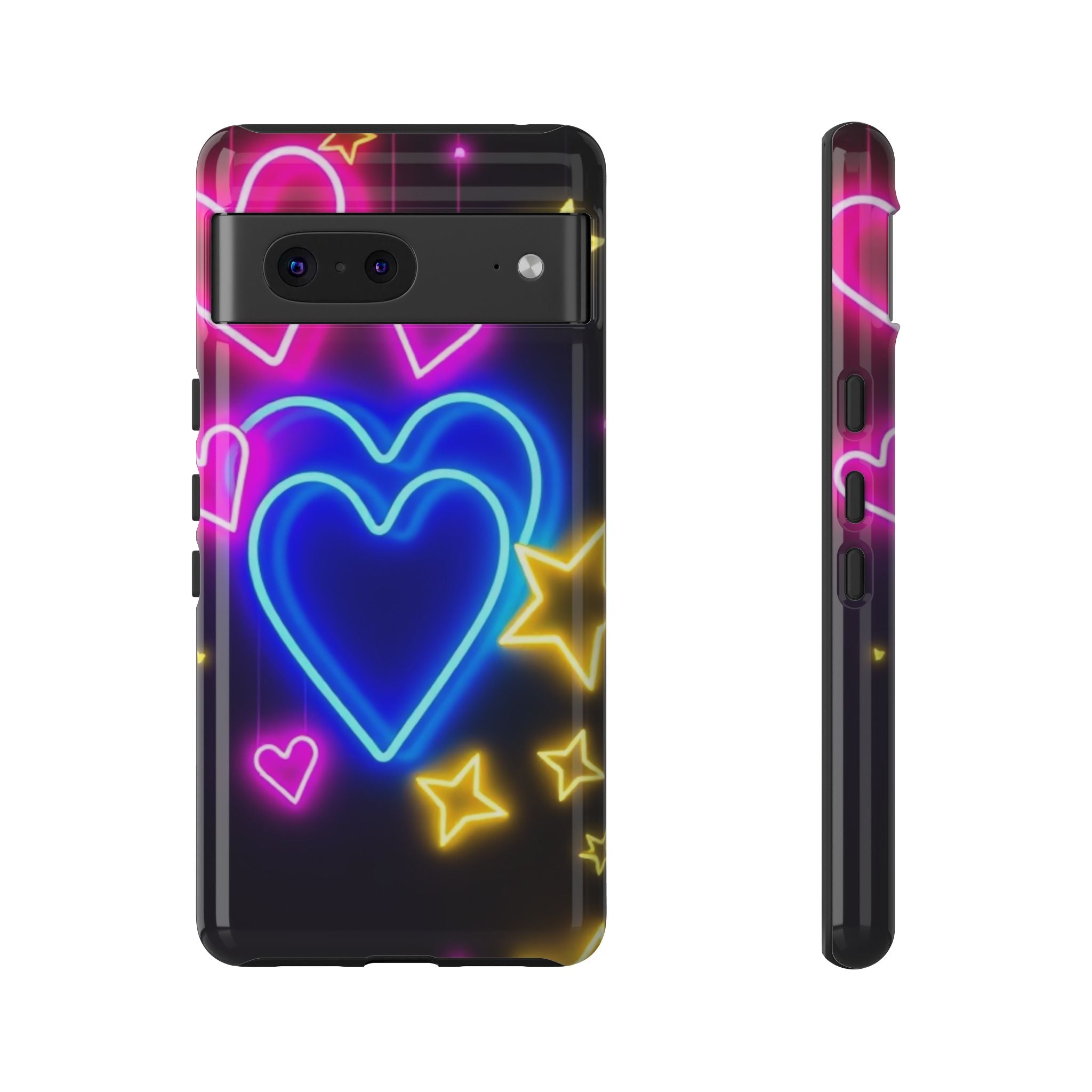 Android OR iPhone Compatible Cases - Neon Love Design - Unique Tough Cases