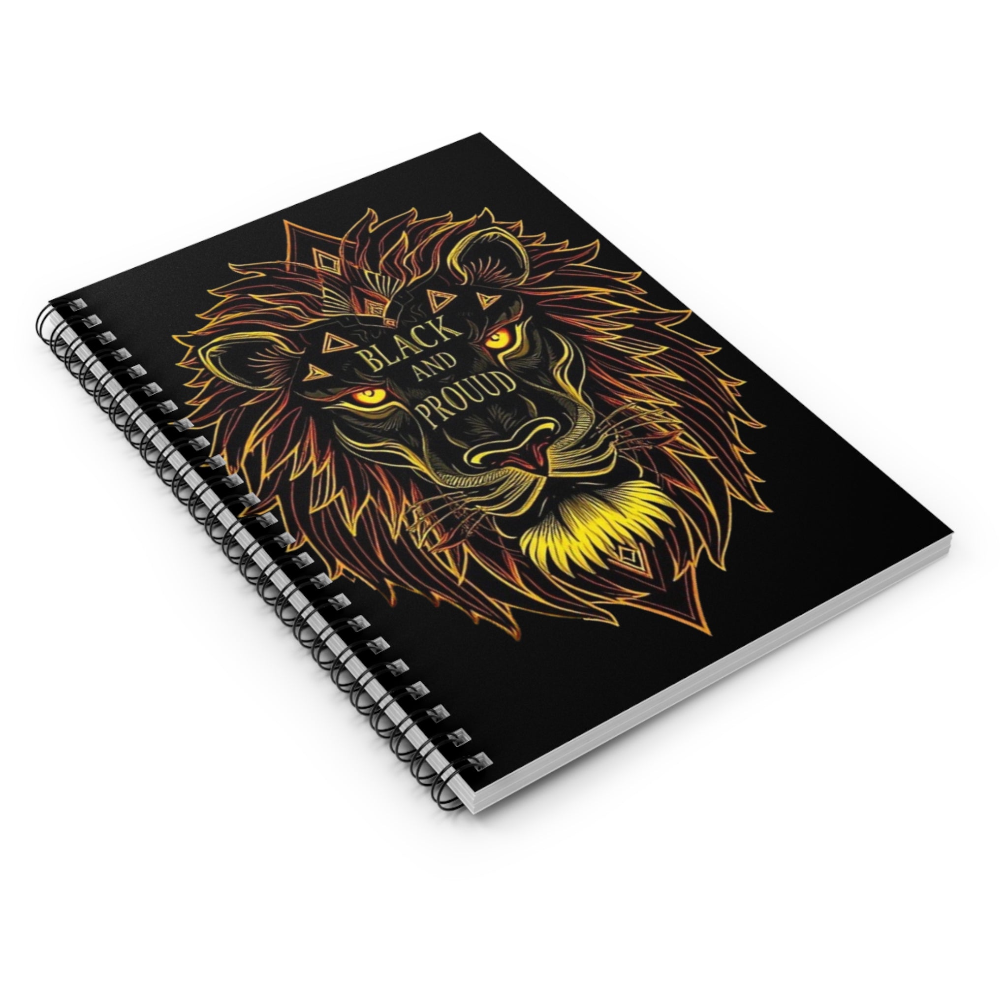 Spiral Notebook - Black and Proud Lion Design for Creativity and Inspiration