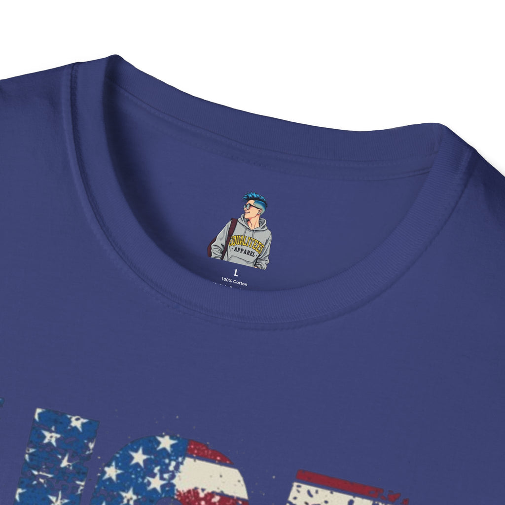 Patriotic Unisex Softstyle T-Shirt - "USA" & History Quote Design