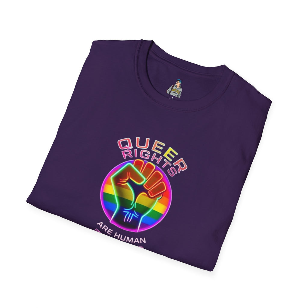 Unisex Softstyle T-Shirt - Queer Rights Are Human Rights Statement Tee