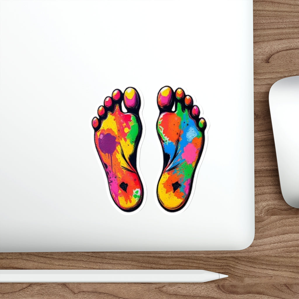 Die-Cut Stickers - Rainbow Paint Splatter Feet